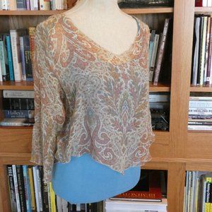 ** VINTAGE ** Johnny Was Sheer Silk Crop Blouse